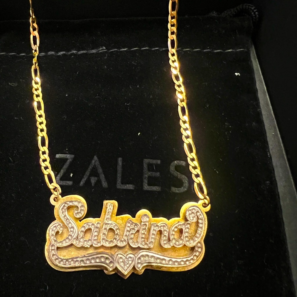 Zales Gold and Silver ‘Sabrina’ Name Chain Necklace